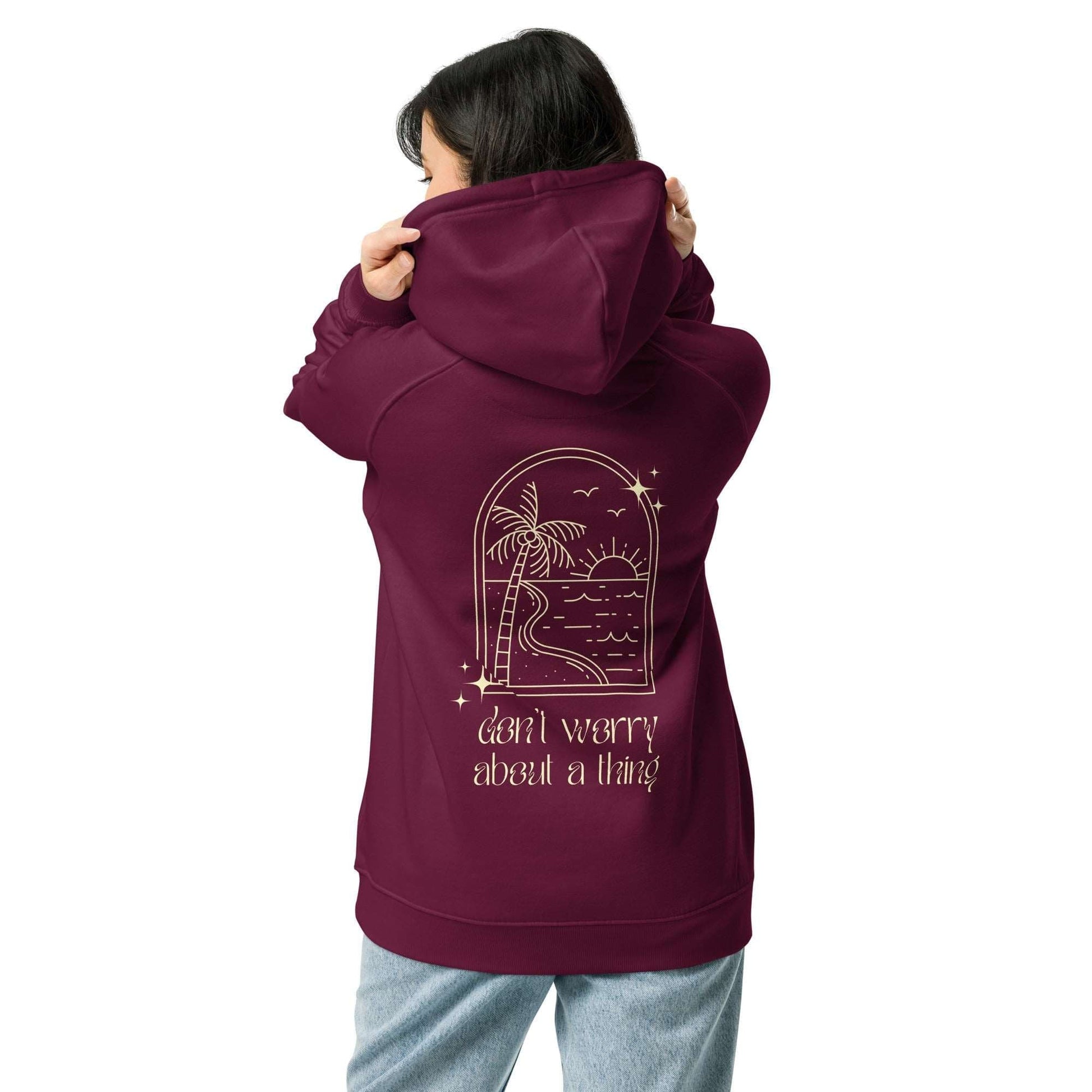 Local Summer Collective Burgundy / XS Don't Worry Unisex Eco Raglan Hoodie
