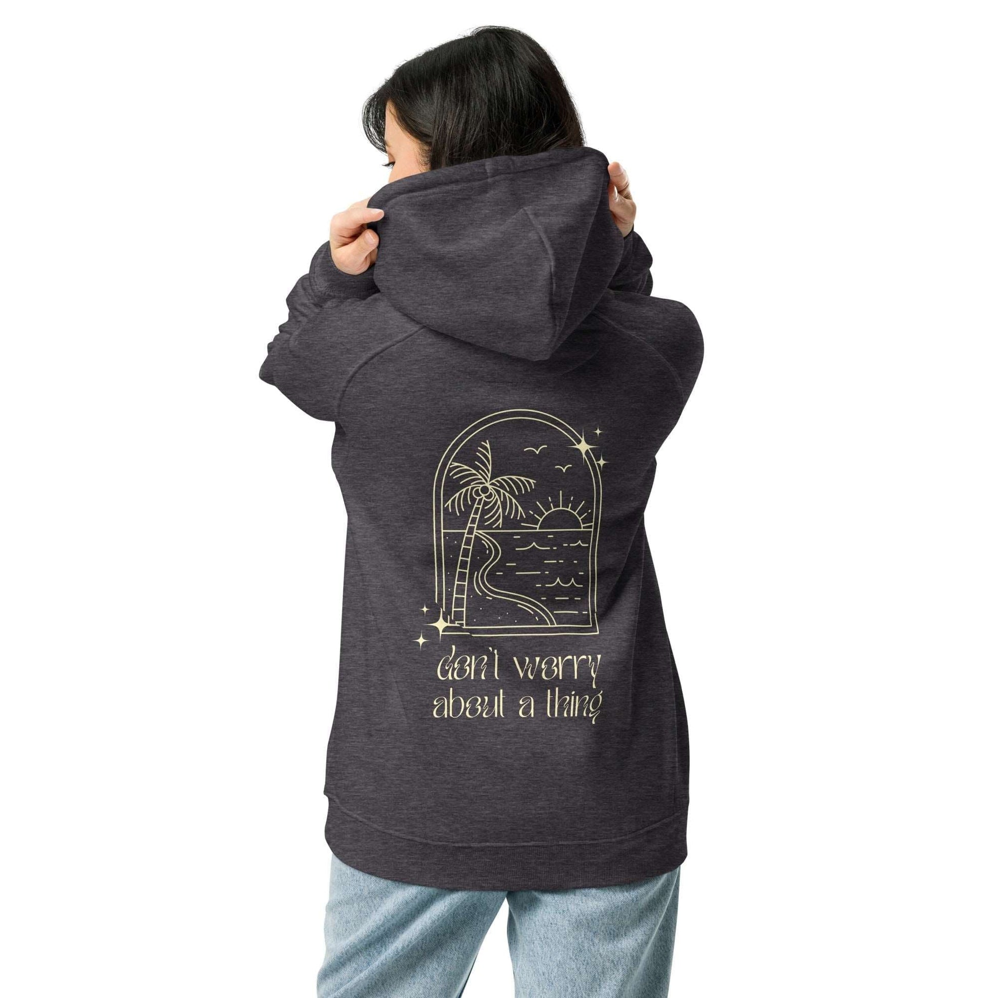 Local Summer Collective Charcoal Melange / XS Don't Worry Unisex Eco Raglan Hoodie