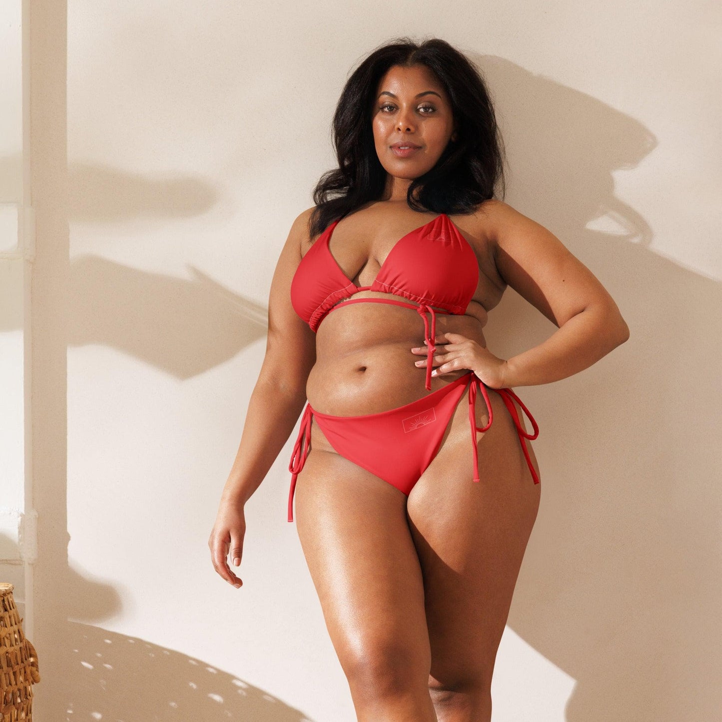 Local Summer Collective Just A Solid Red Recycled String Bikini