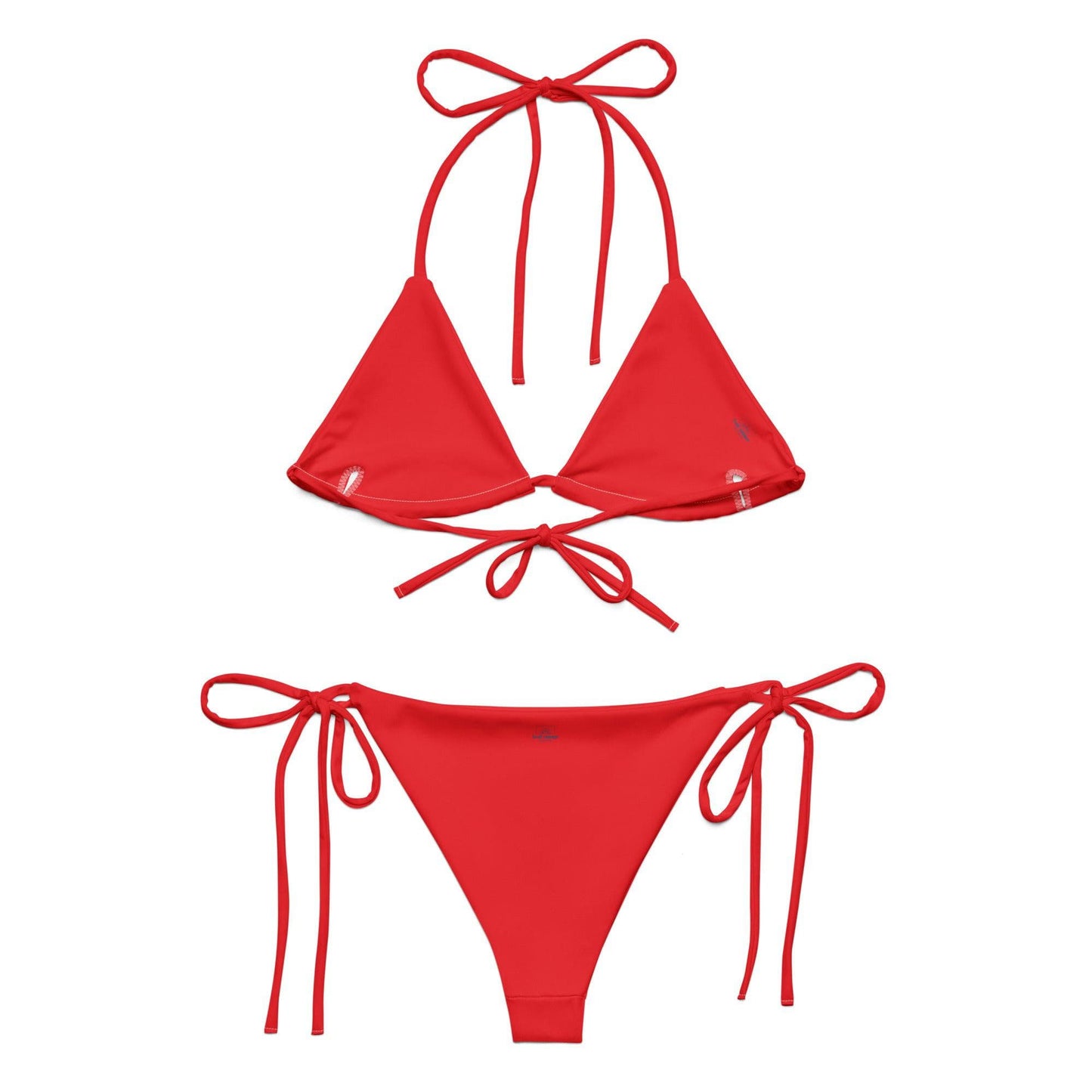 Local Summer Collective Just A Solid Red Recycled String Bikini