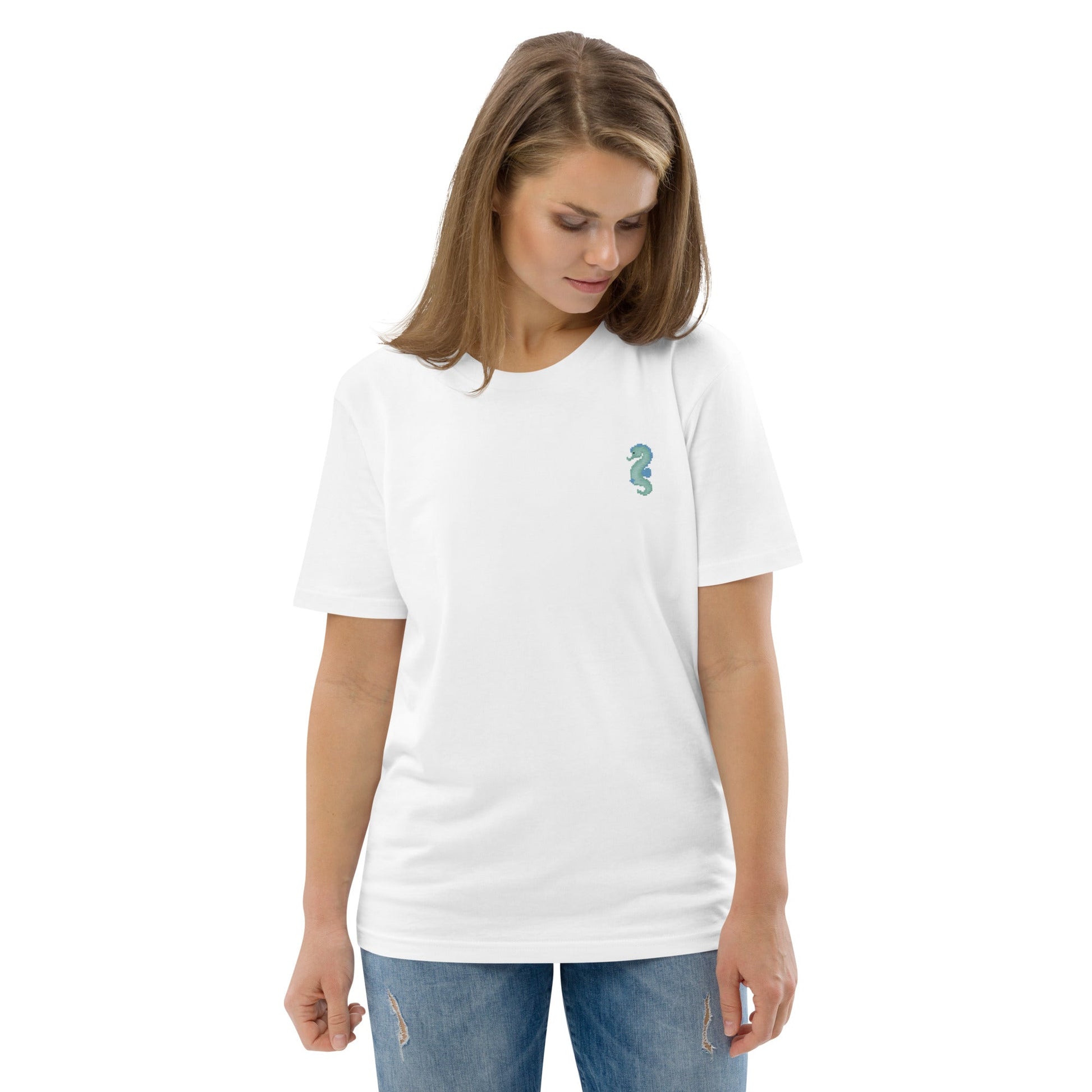Local Summer Collective White / S Sea Dragon Embroidered Unisex Organic Cotton T-Shirt