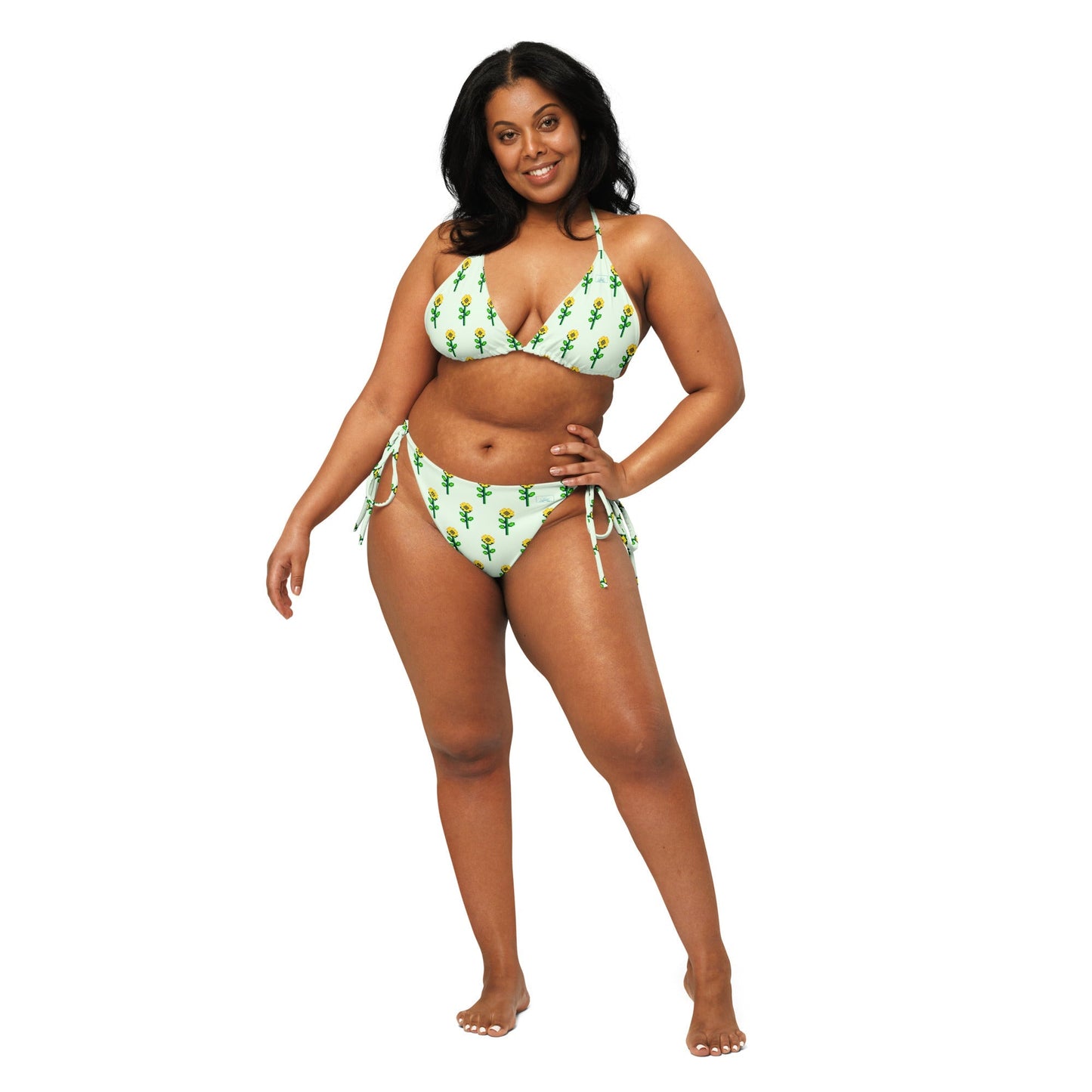 Local Summer Collective Sunflower All-Over Print Recycled String Bikini