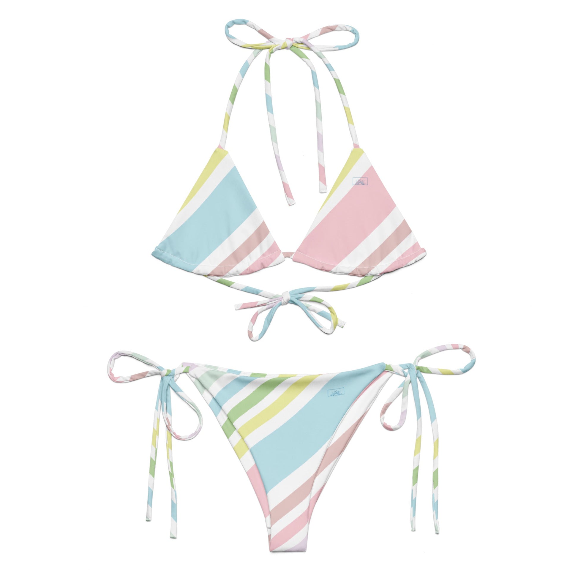 Local Summer Collective 2XS Sunset Stripe All-Over Print Recycled String Bikini