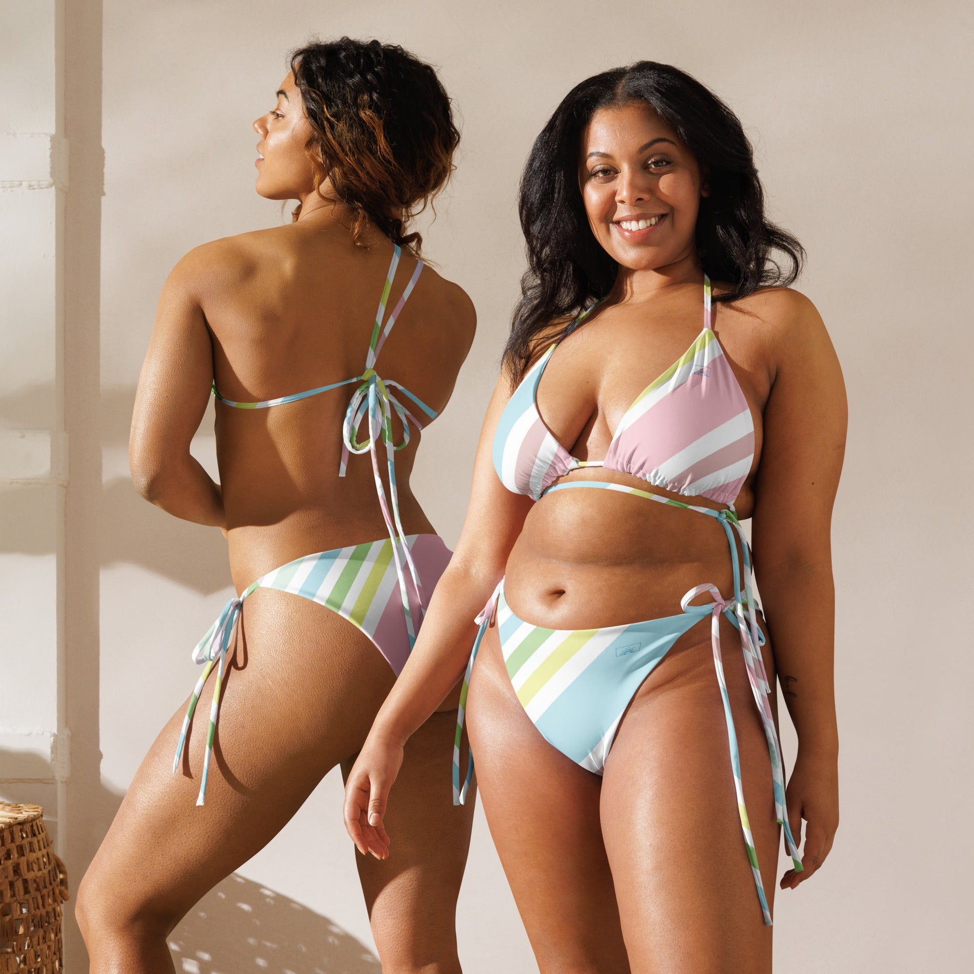 Local Summer Collective Sunset Stripe All-Over Print Recycled String Bikini